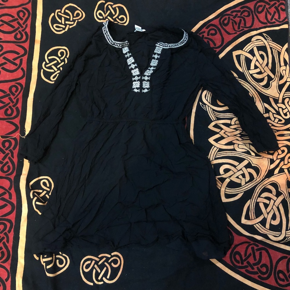 FOREVER 21 Aztec collar black tunic mini dress